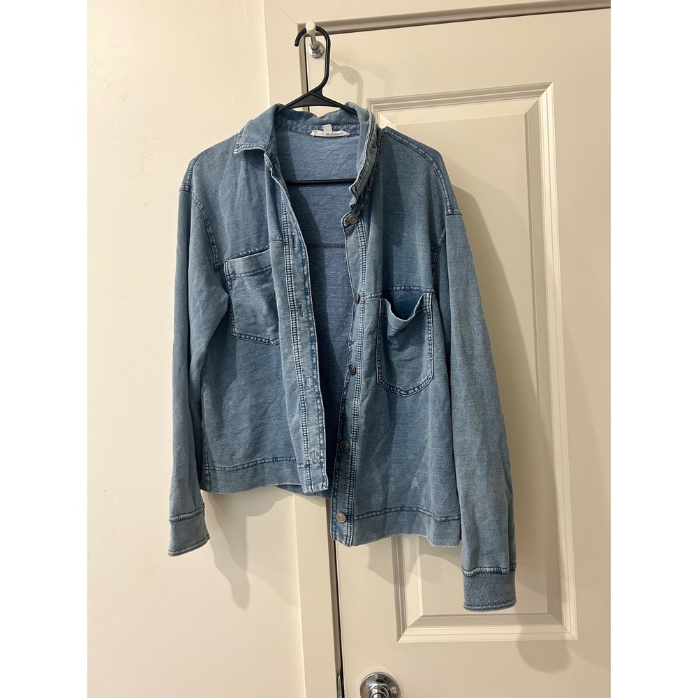 Jane & Delancey Anthropologie Women's Button Down Denim Shirt Jacket Collared M
